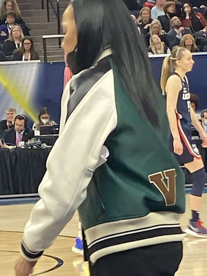 Dawn Staley 54 Green and White Letterman Jacket - side view