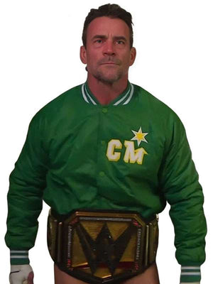 CM Punk Summerslam Green Varsity Jacket - detail view