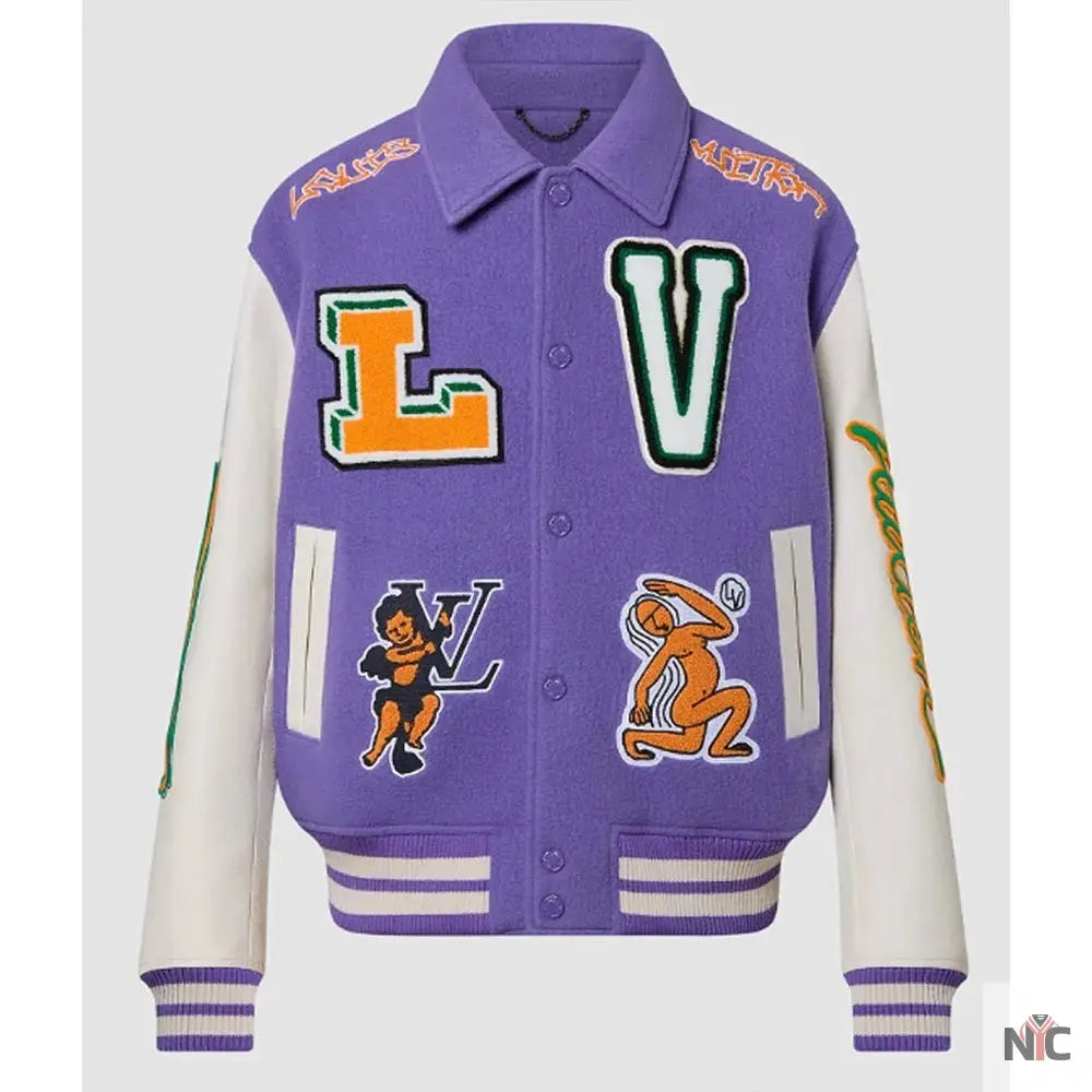 Purple and White Varsity Jacket