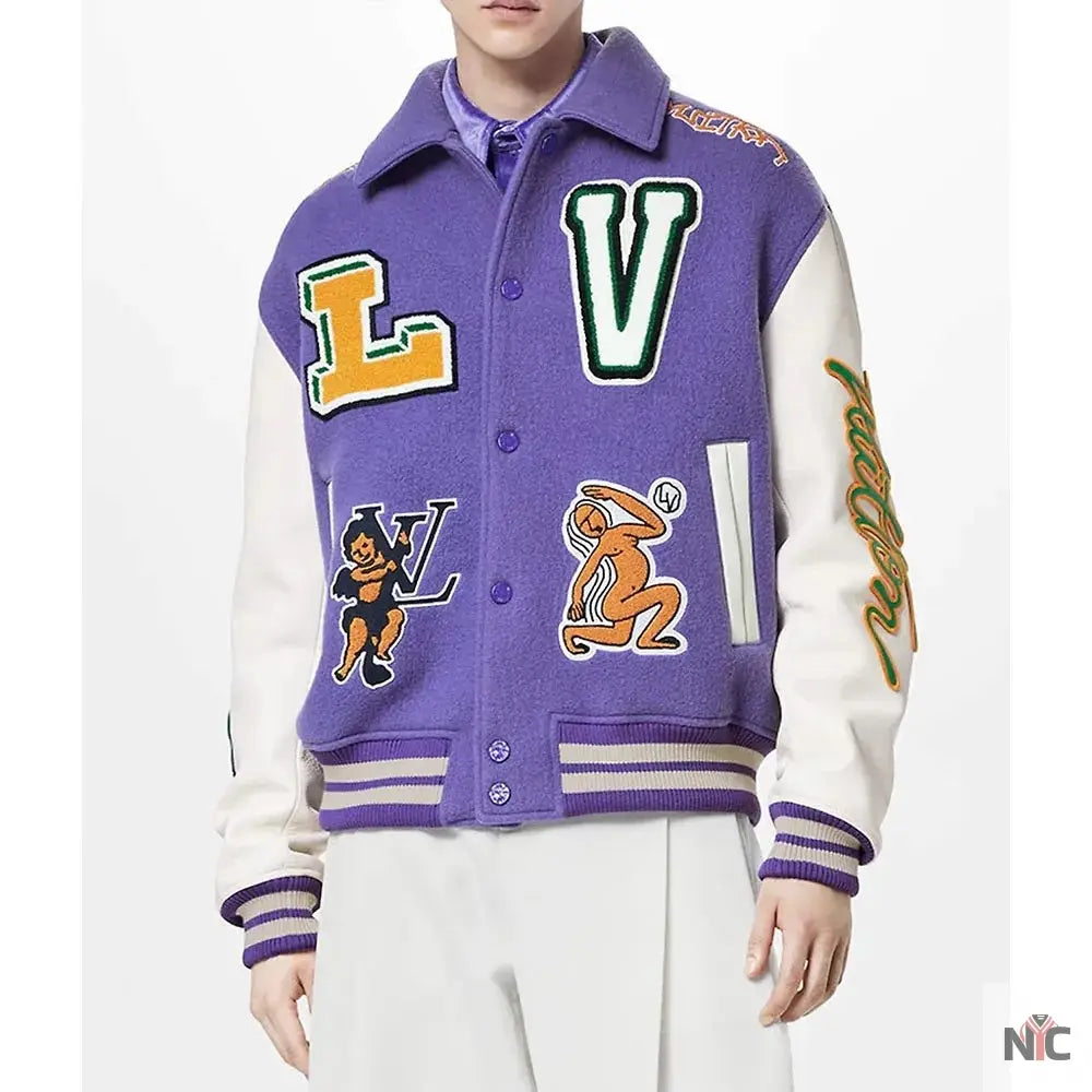 Purple and White Varsity Jacket