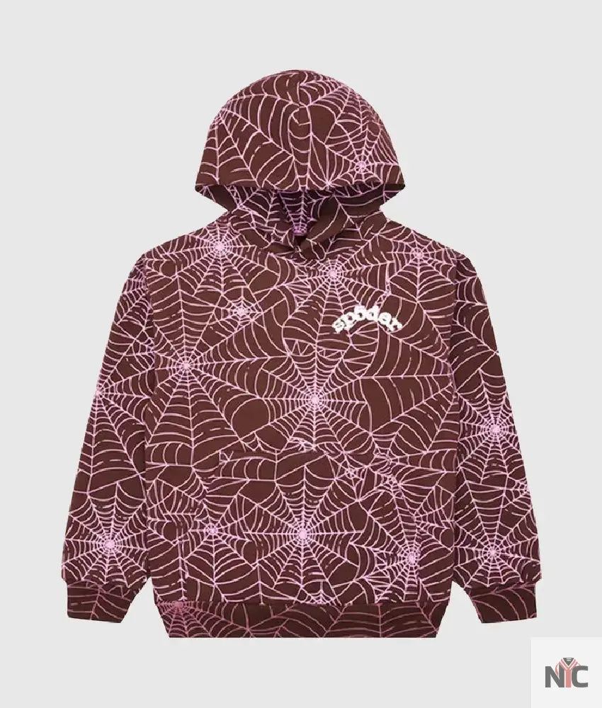 Sp5der Inspired All Over Print Hoodie ‘Brown’ White Logo