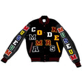 The Museum Black Washington Commanders Inspired Wool & Leather Full Snap Varsity Jacket
