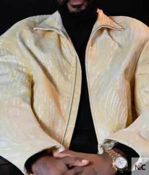 Yellow & White Leather Jacket Worn by Damso in Damso